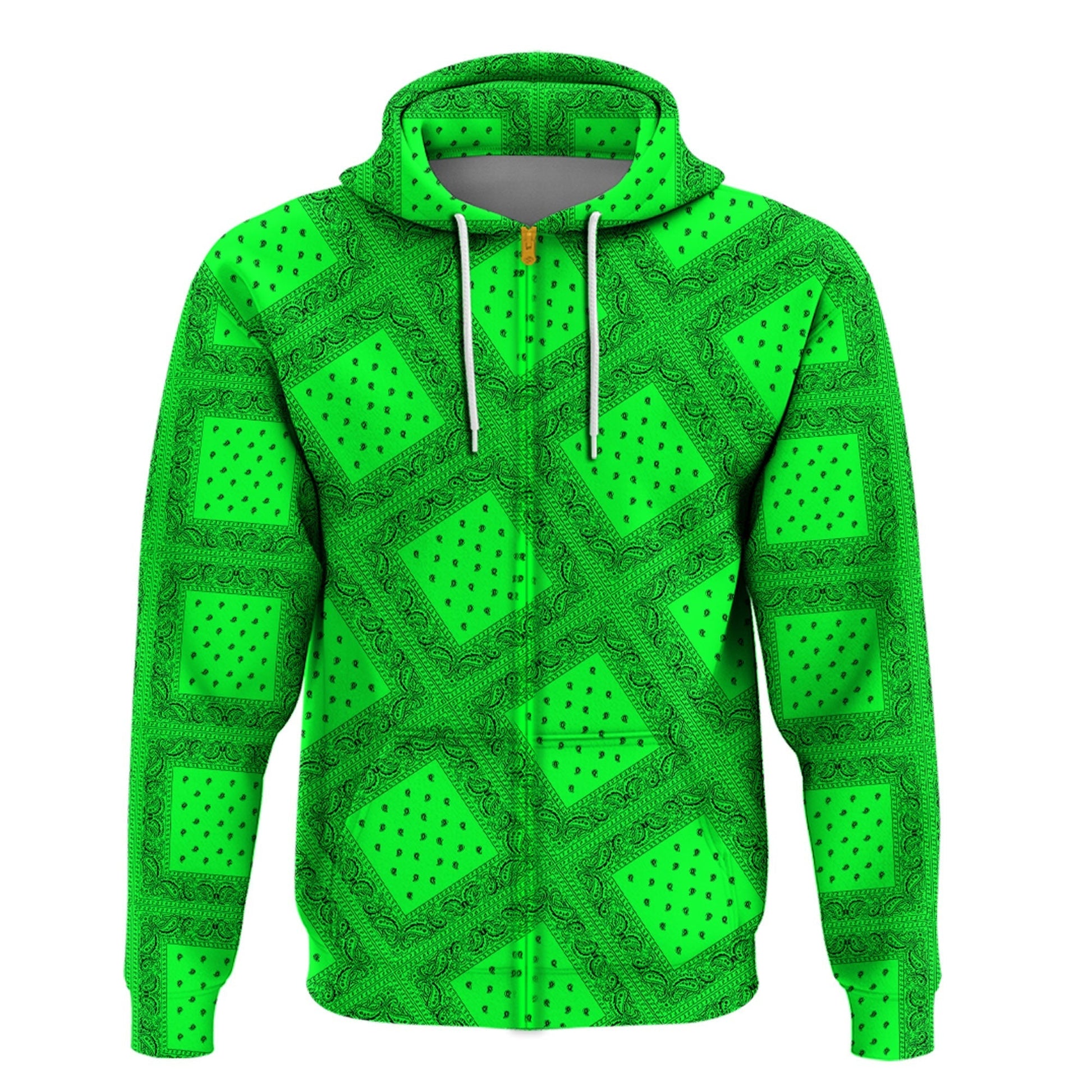 Paisley Bandana Pattern Seamless Green Hoodie RLT13