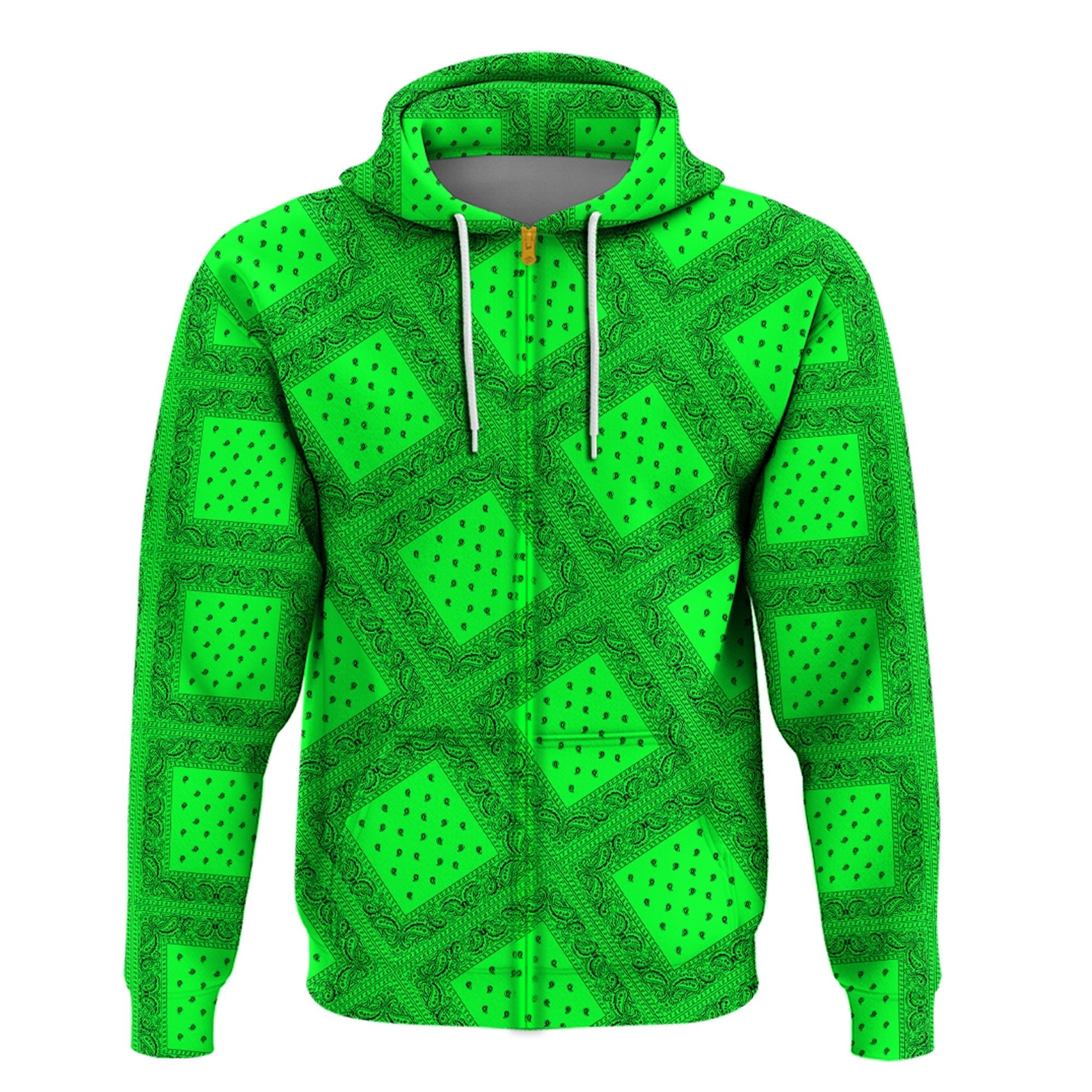 Paisley Bandana Pattern Seamless Green Hoodie RLT13