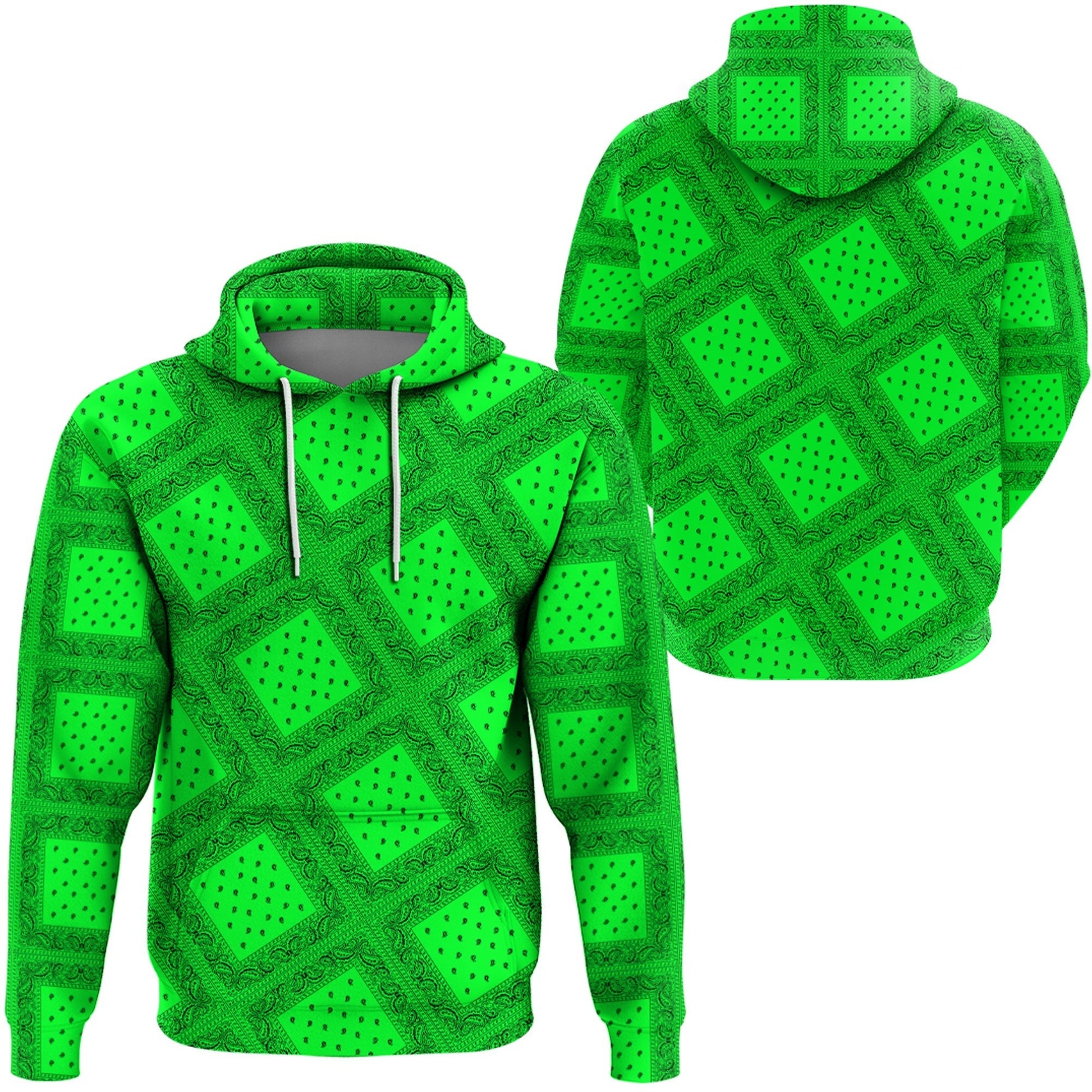 Paisley Bandana Pattern Seamless Green Hoodie RLT13