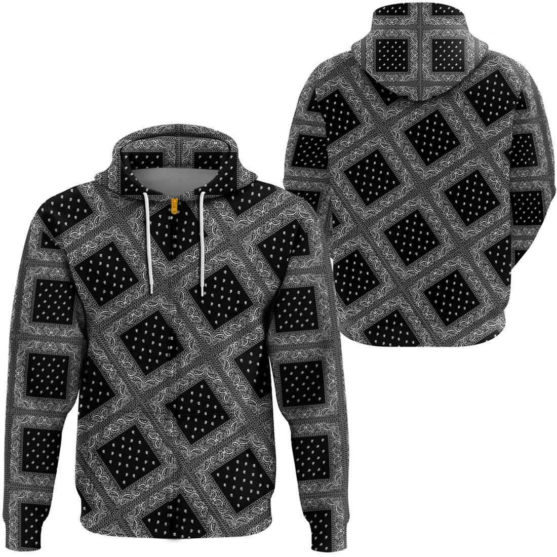 Paisley Bandana Pattern Seamless Black Hoodie RLT13