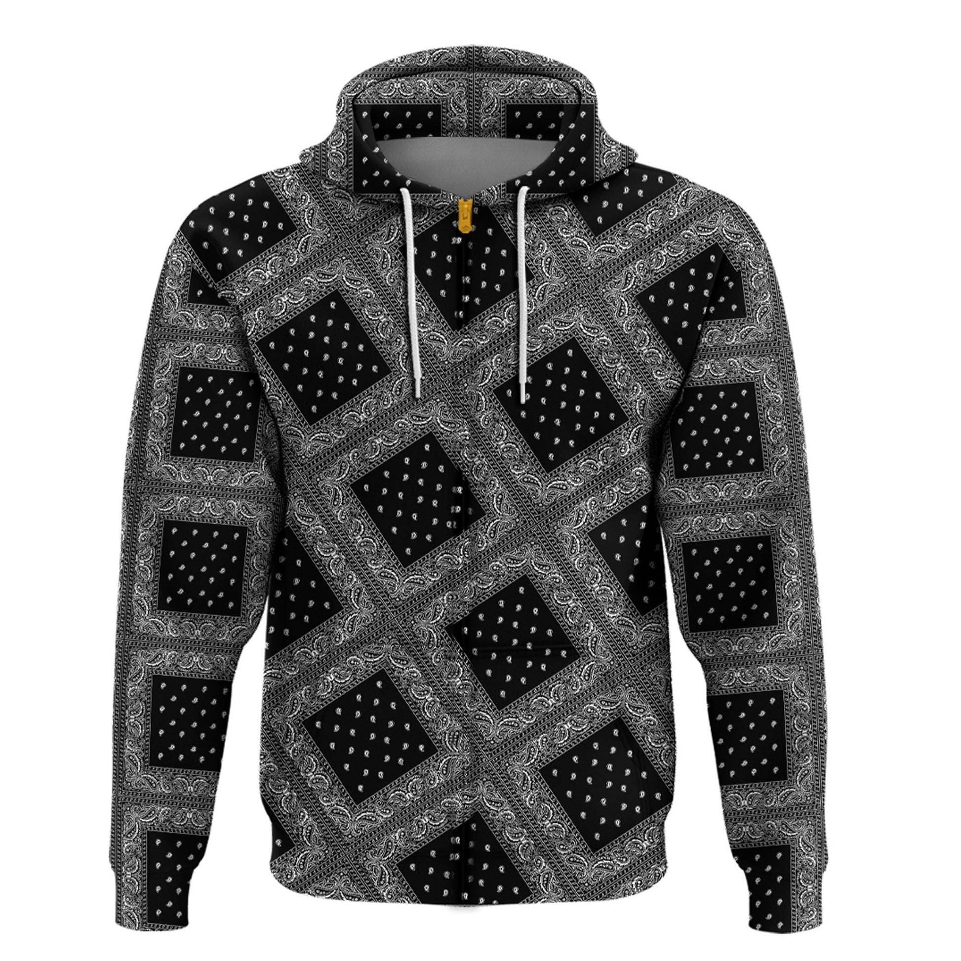 Paisley Bandana Pattern Seamless Black Hoodie RLT13