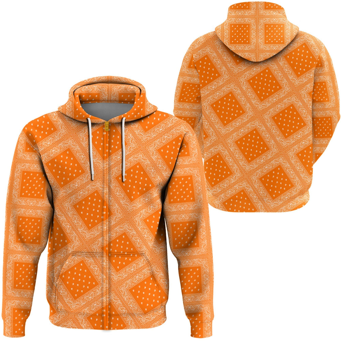 Paisley Bandana Pattern Seamless Orange Hoodie RLT13