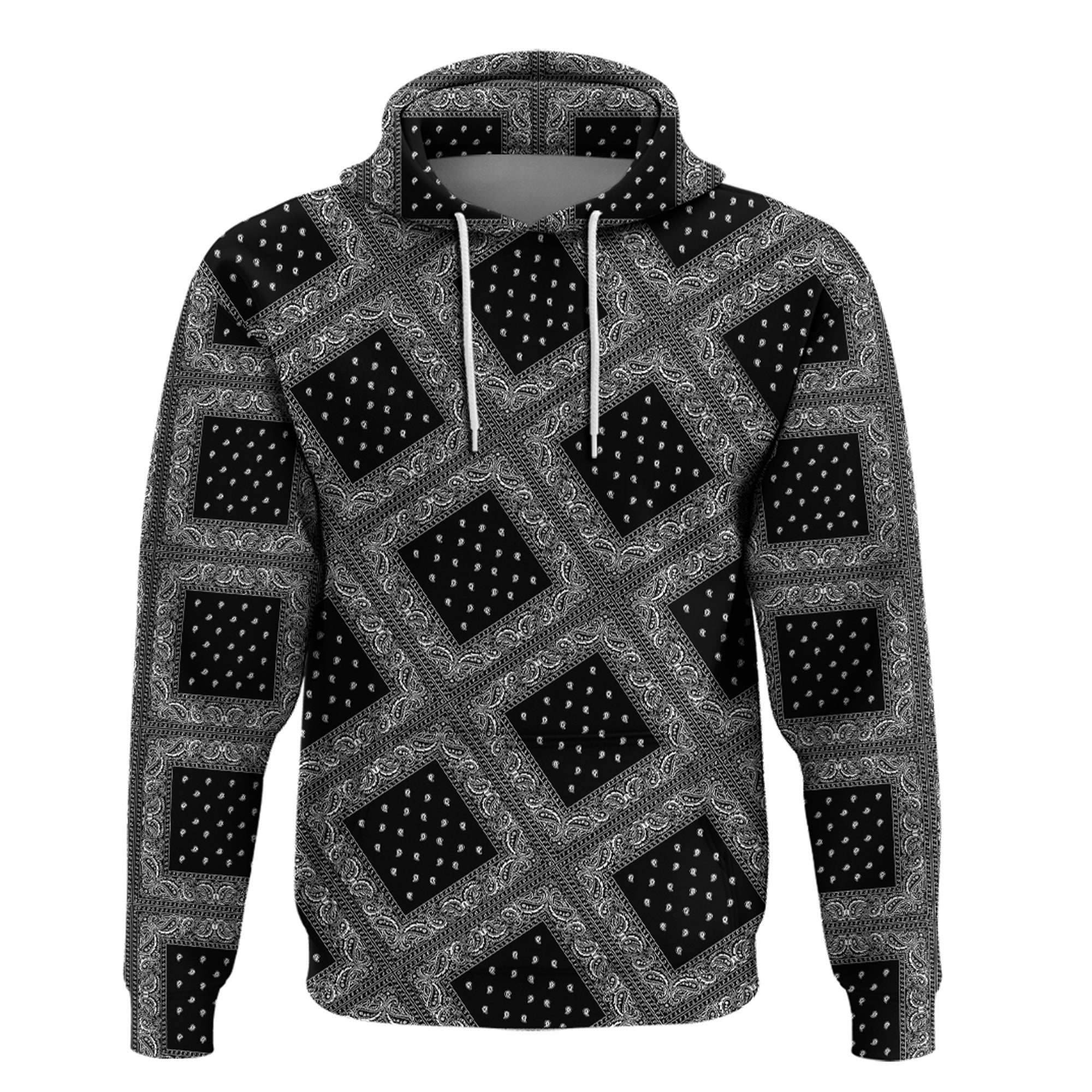 Paisley Bandana Pattern Seamless Black Hoodie RLT13