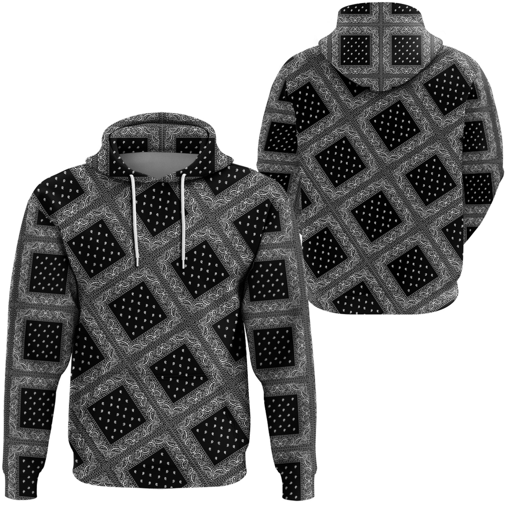 Paisley Bandana Pattern Seamless Black Hoodie RLT13