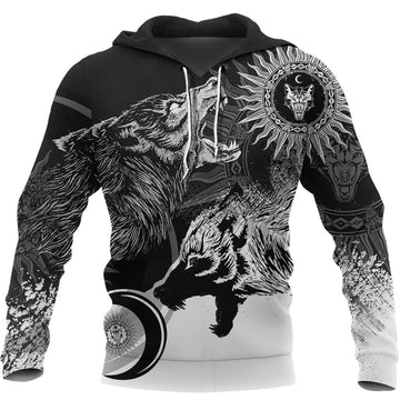 Viking Skoll and Hati New Style Hoodie RLT13
