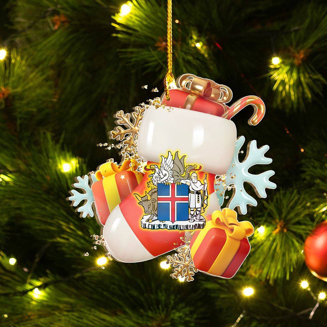 Iceland Custom Shape Ornament Merry Christmas and Happy New Year
