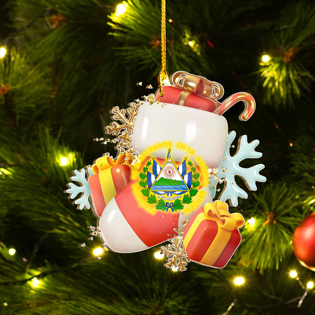 El Salvador Shape Ornament Merry Christmas and Happy New Year