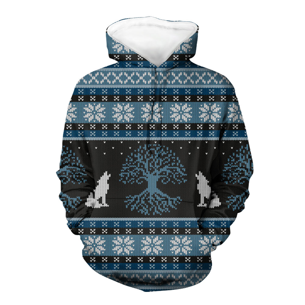 Wolf and Tree Pattern Native American 3D Hoodie LT10