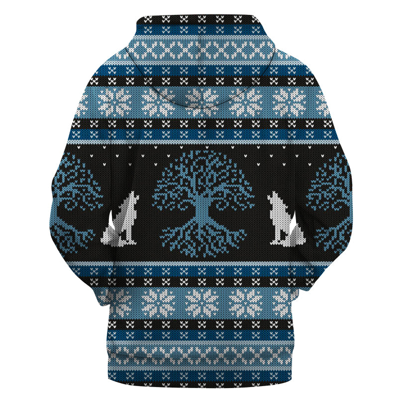 Wolf and Tree Pattern Native American 3D Hoodie LT10