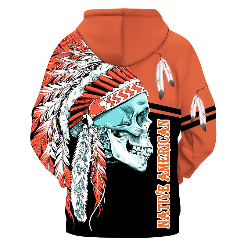 Red Skull Chief Native American 3D Hoodie LT10