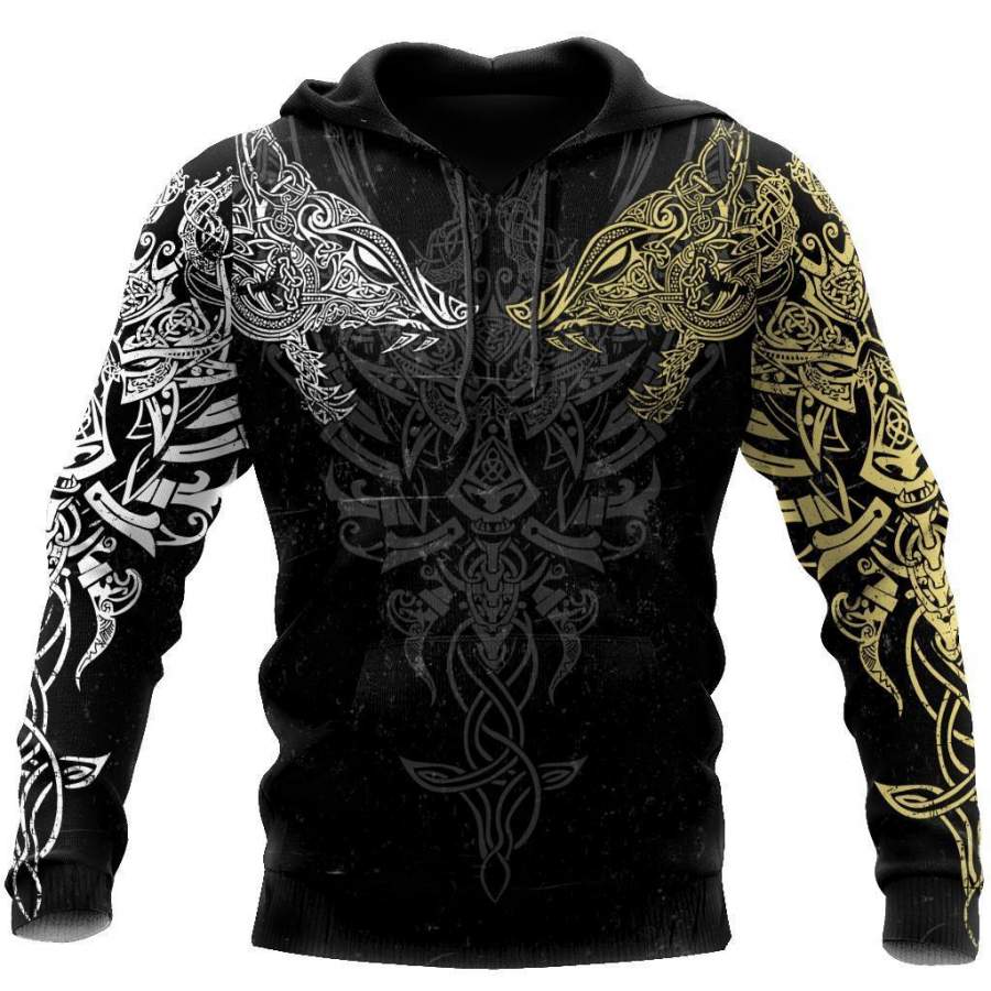 Viking Clothing Geki and Freki Viking Wolf Ii Hoodie RLT12