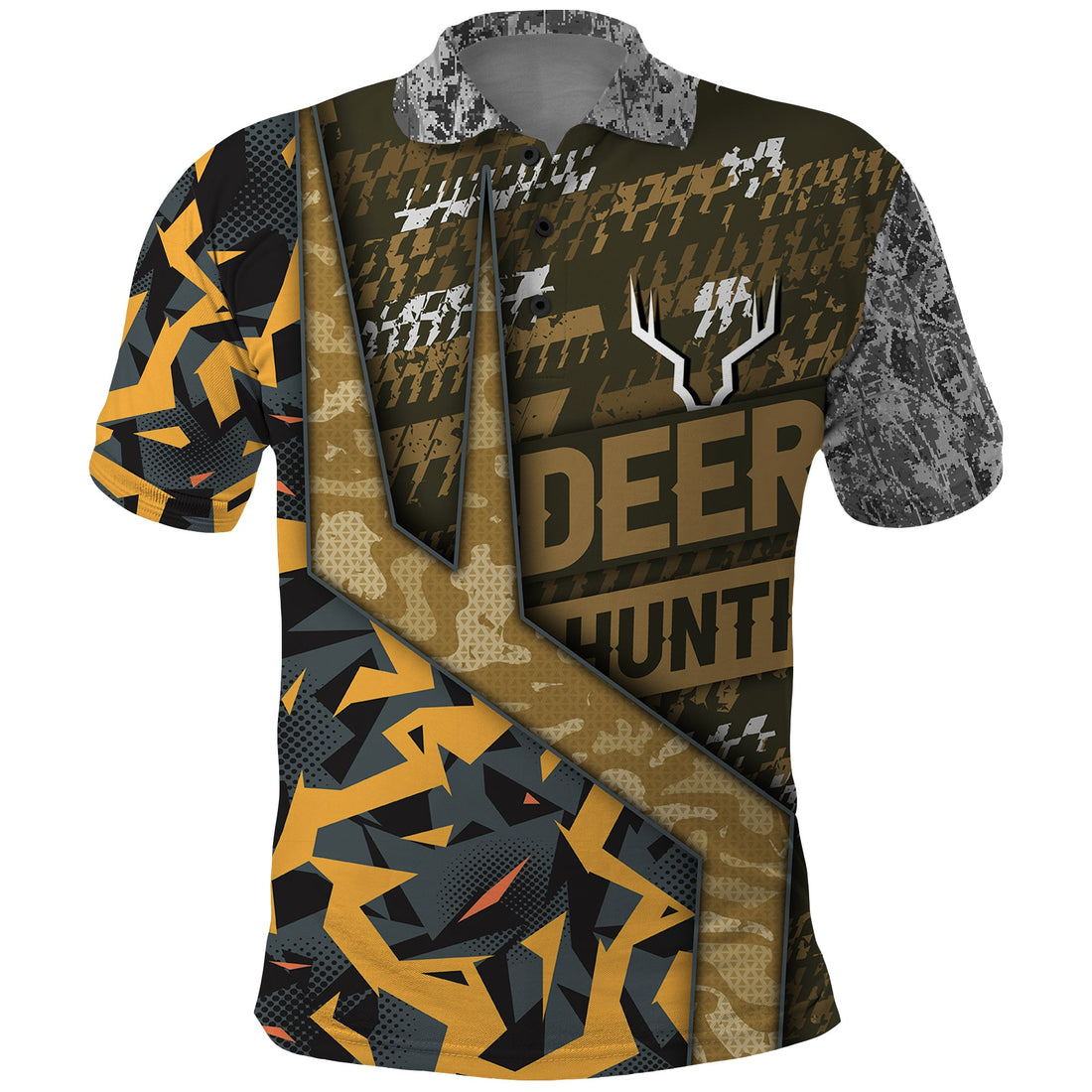 Deer Hunting Grunge Pattern Polo Shirt TS04