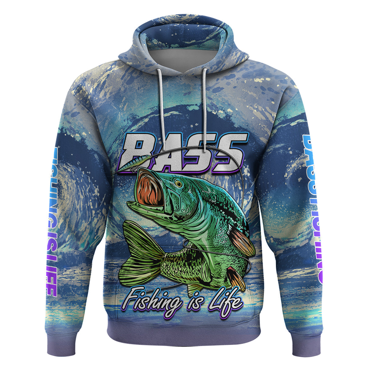 Bass Fishing is Life Hook Sport Largemouth Blue Hoodie LT9