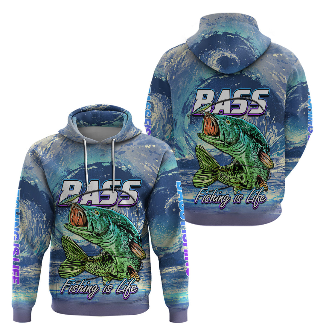 Bass Fishing is Life Hook Sport Largemouth Blue Hoodie LT9