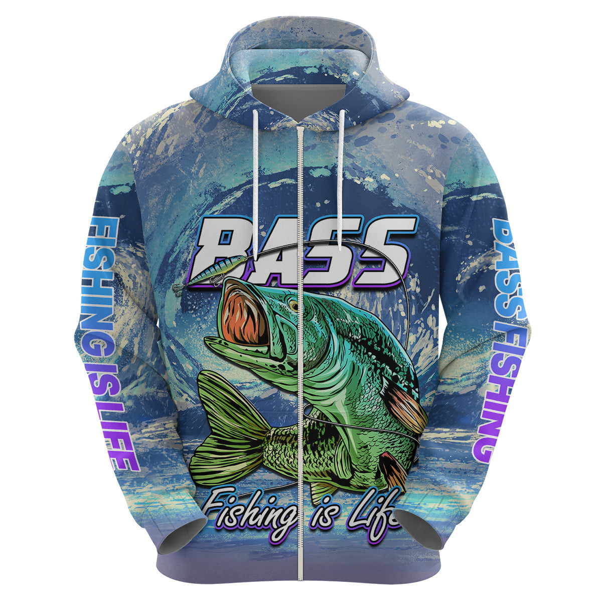 Bass Fishing is Life Hook Sport Largemouth Blue Hoodie LT9