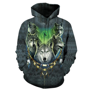 Wolfs Native American All Over Hoodie LT10