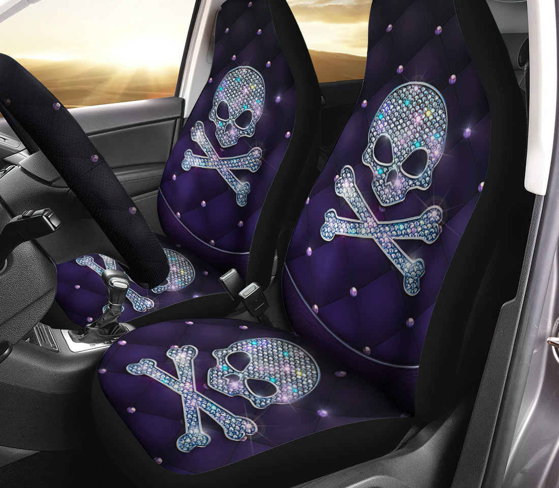 Skull Bone Diamond Car Seat Cover