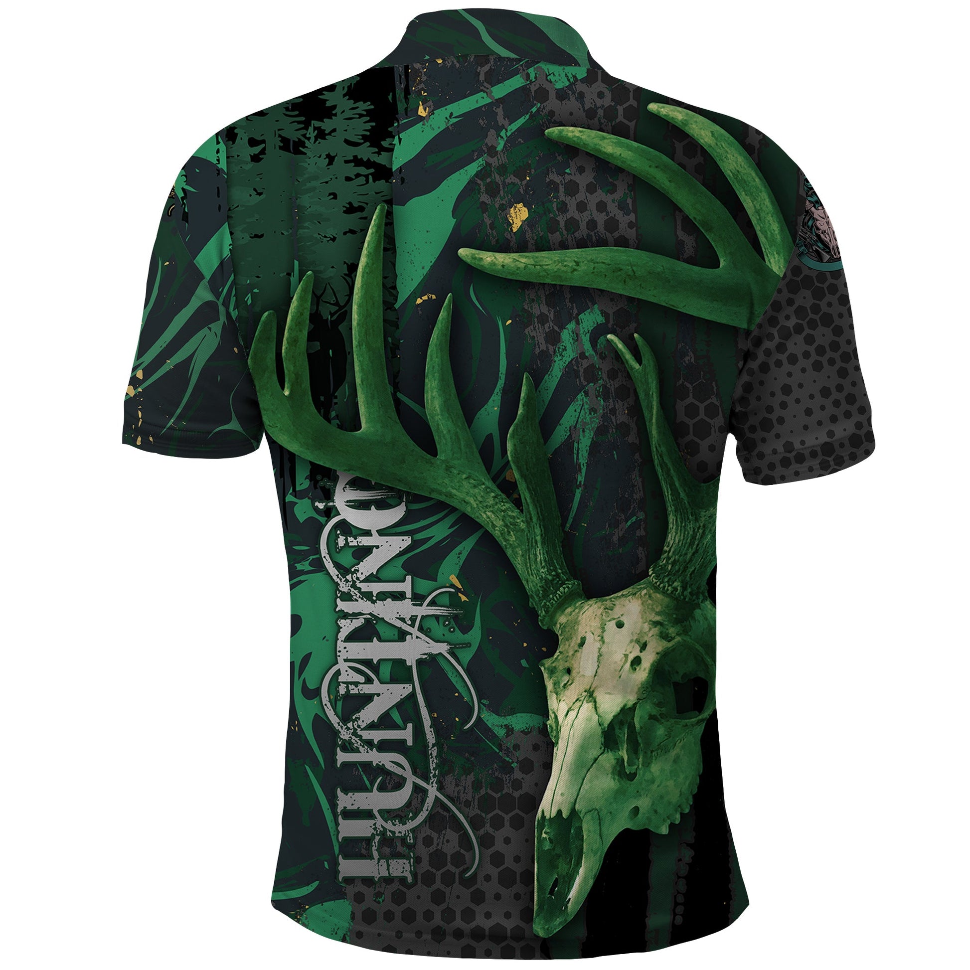 Deer Hunting Green Grunge Pattern Polo Shirt TS04