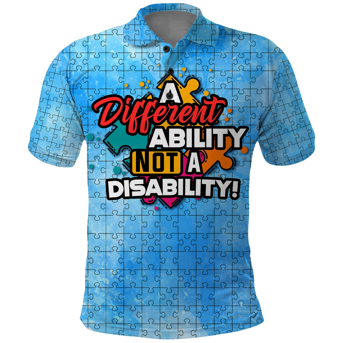 Autism Acceptance Month A Different Ability Not A Disability Polo Shirt TS07