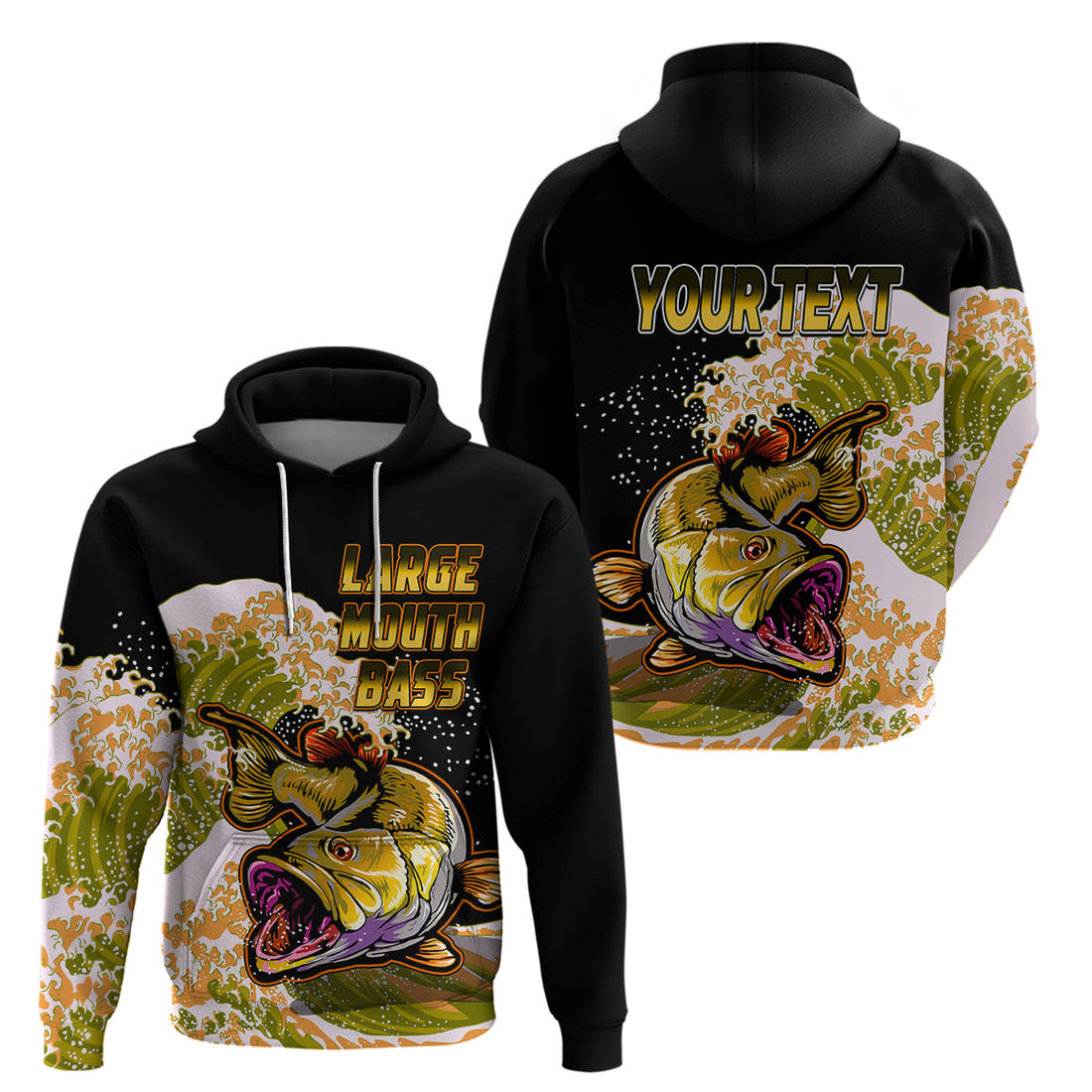 Custom Bass Fishing Hoodie Yellow LT9
