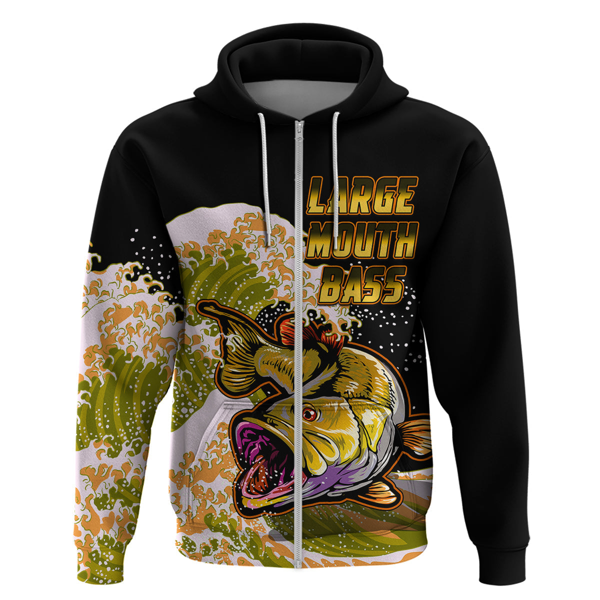 Custom Bass Fishing Hoodie Yellow LT9