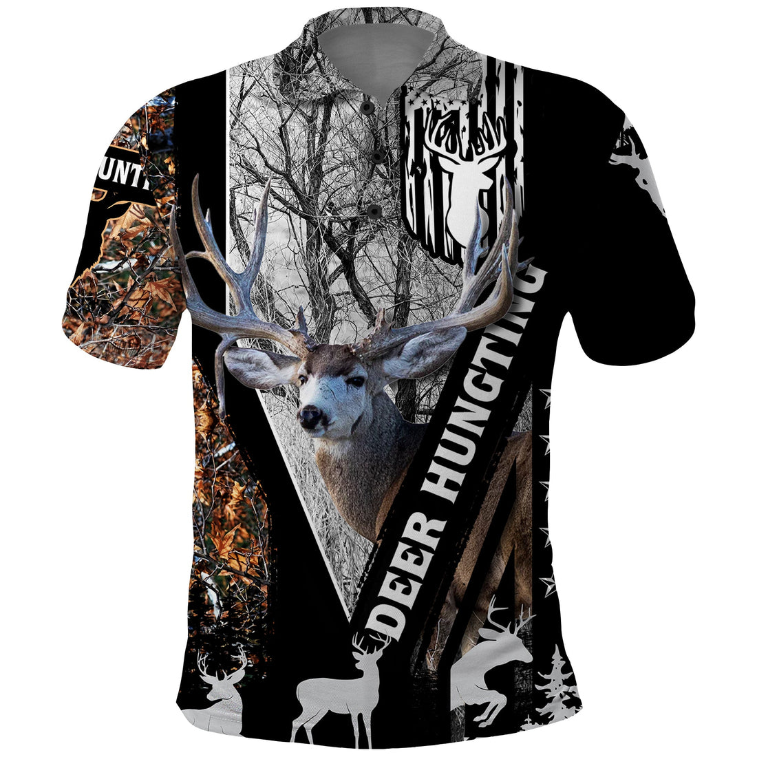 Deer Hunting Deciduous Forest Pattern Polo Shirt TS04