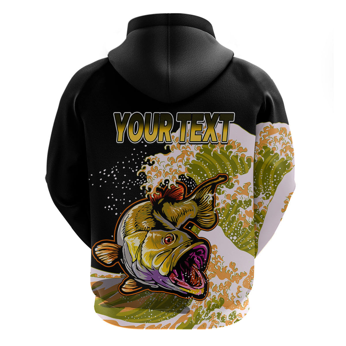 Custom Bass Fishing Hoodie Yellow LT9