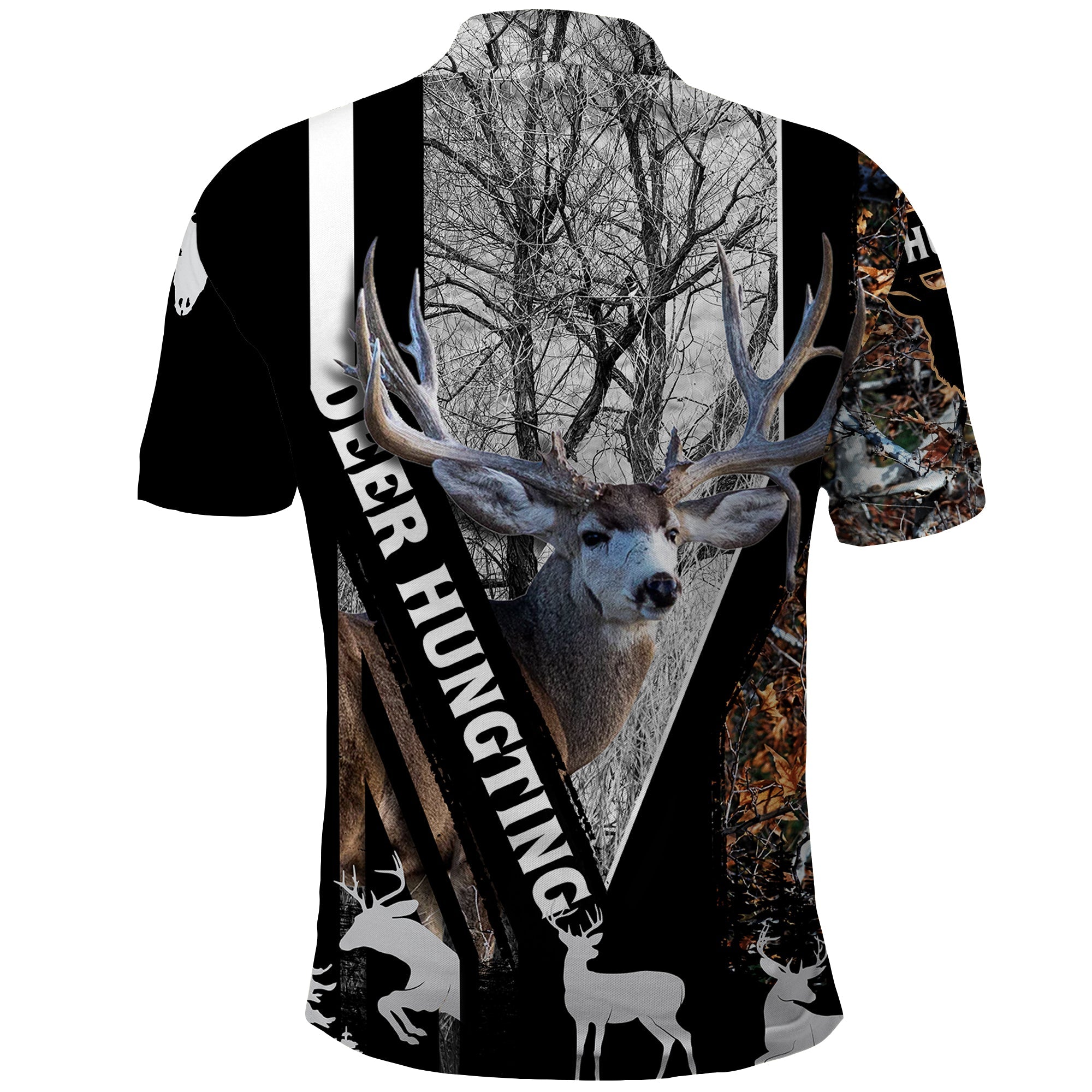 Deer Hunting Deciduous Forest Pattern Polo Shirt TS04