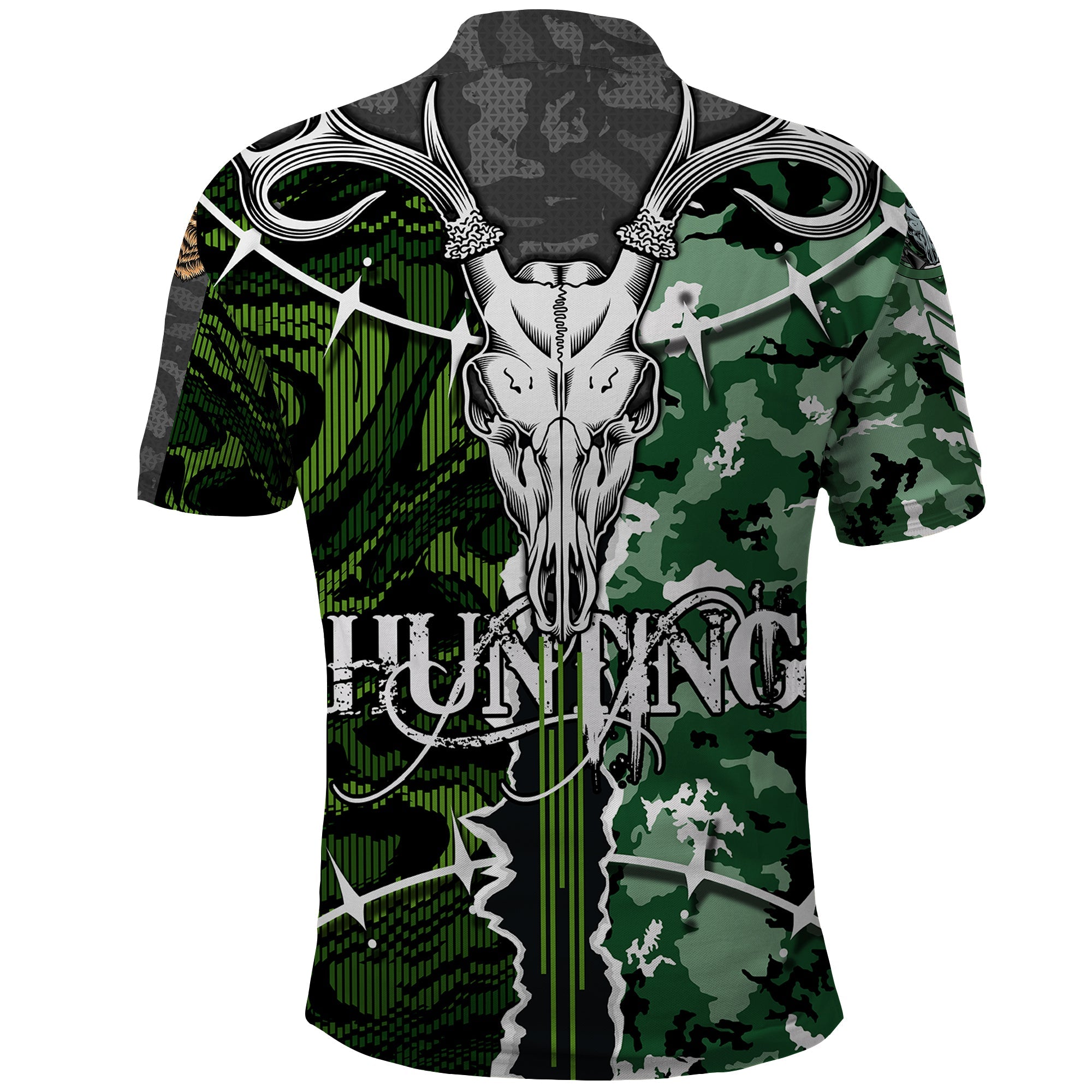 Deer Hunting Green Abstract Pattern Polo Shirt TS04