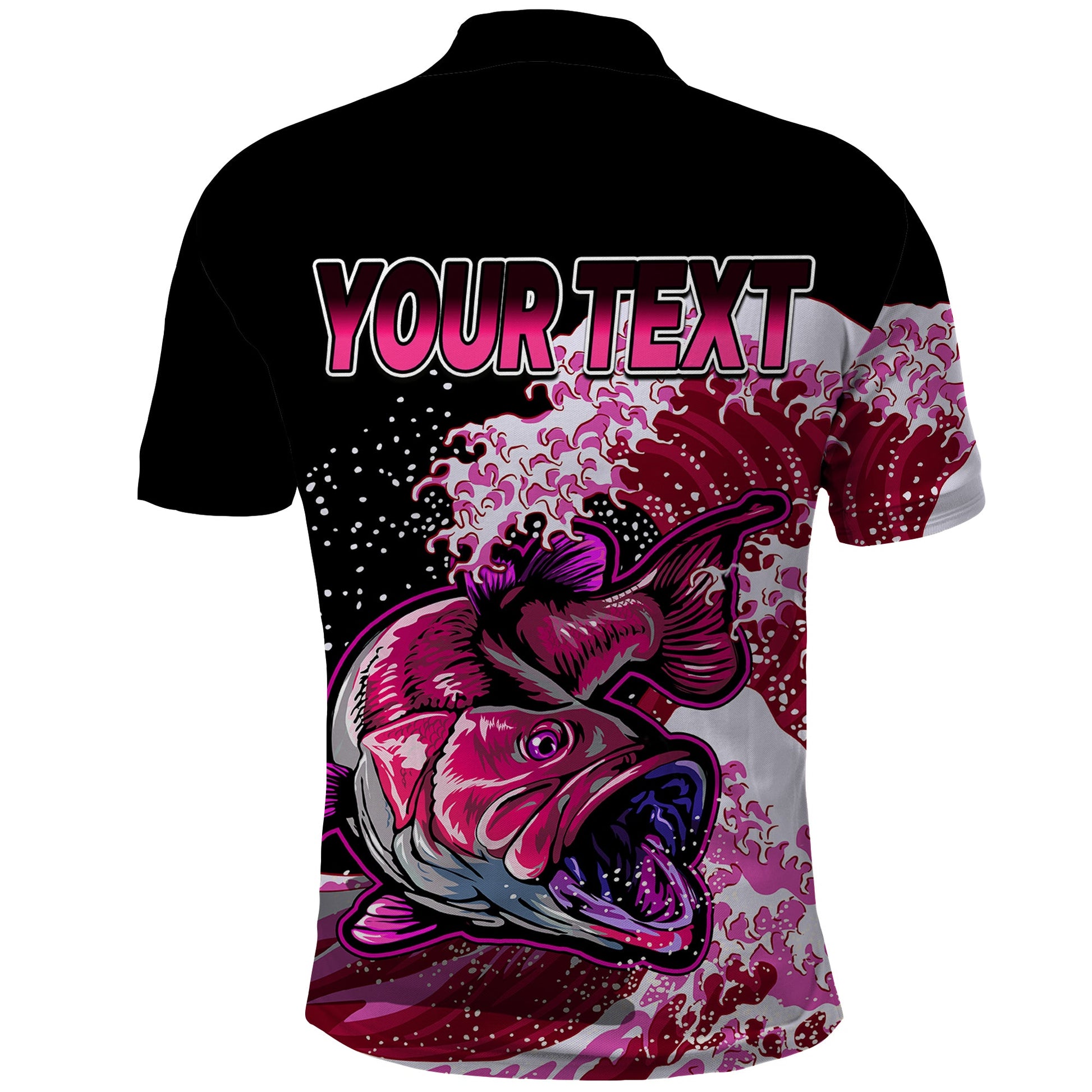 Custom Bass Fishing Polo Shirt Red LT9