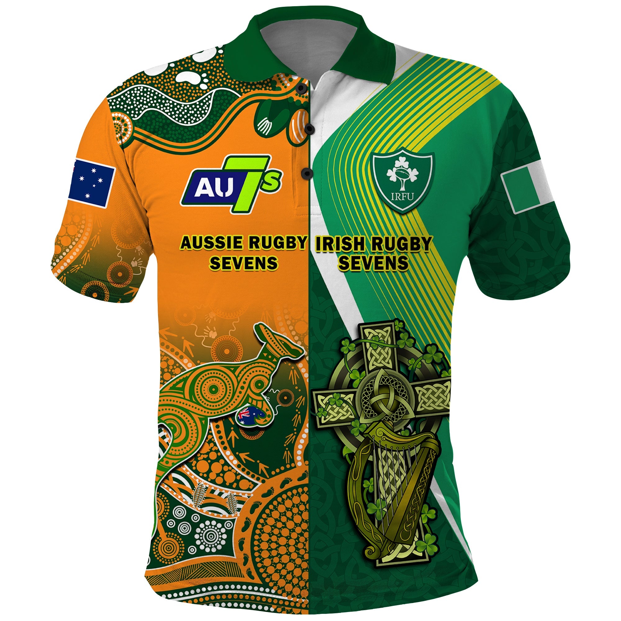 Custom Ireland and Australia Rugby Sevens Irish Sevens Mix Aussie Sevens Polo Shirt LT14