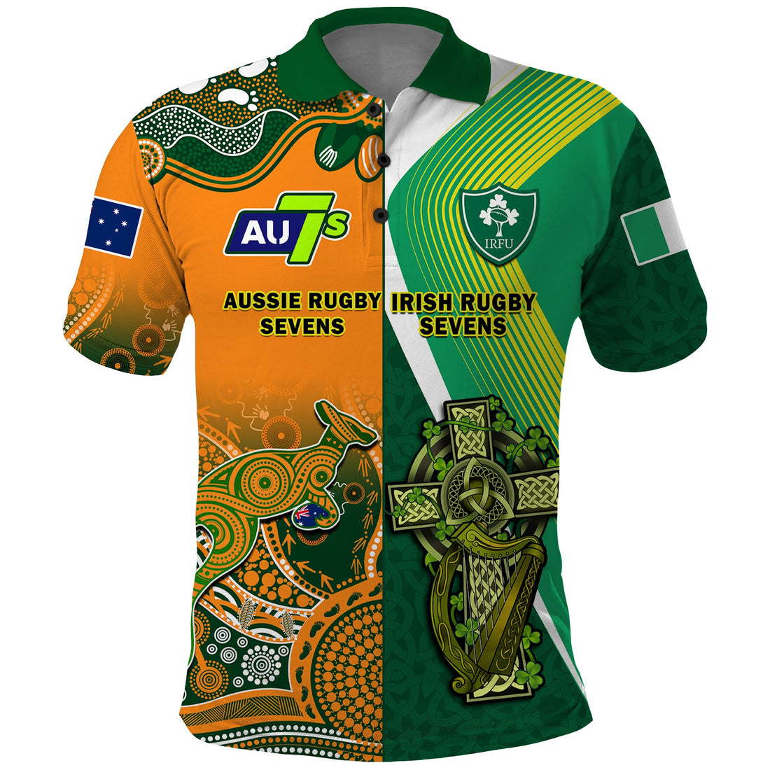 Custom Ireland and Australia Rugby Sevens Irish Sevens Mix Aussie Sevens Polo Shirt LT14