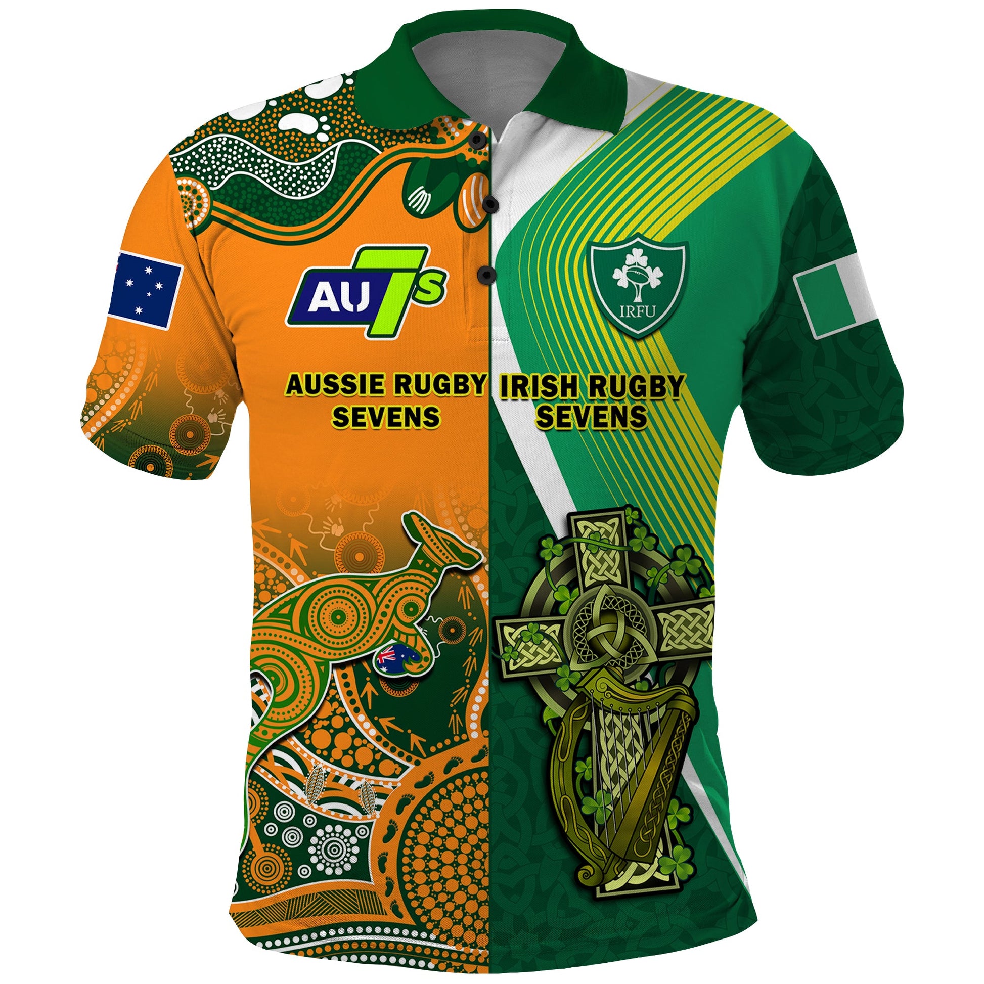 Custom Ireland and Australia Rugby Sevens Irish Sevens Mix Aussie Sevens Polo Shirt LT14