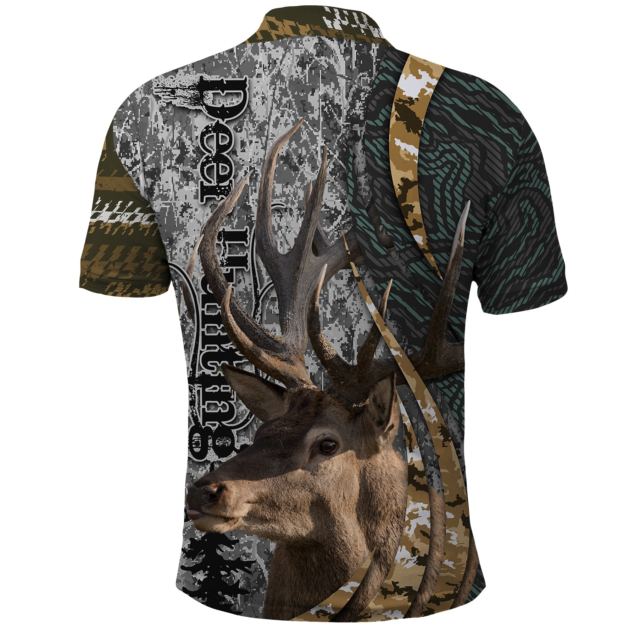 Deer Hunting Abstract Grunge Pattern Polo Shirt TS04