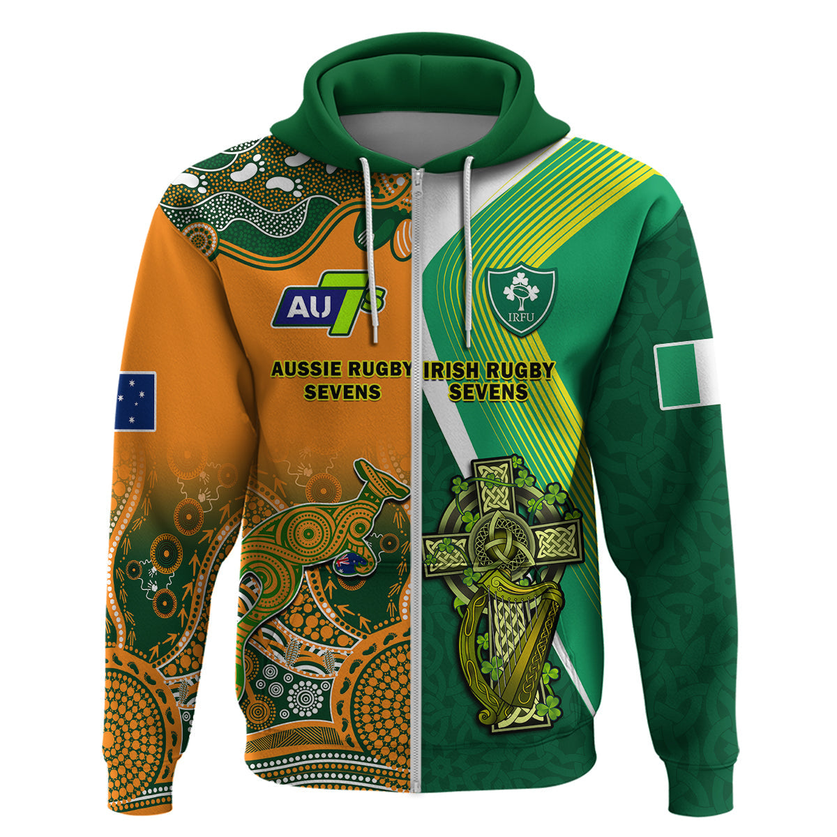 Custom Ireland and Australia Rugby Sevens Irish Sevens Mix Aussie Sevens Hoodie LT14