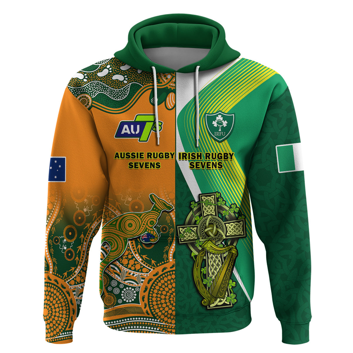 Custom Ireland and Australia Rugby Sevens Irish Sevens Mix Aussie Sevens Hoodie LT14