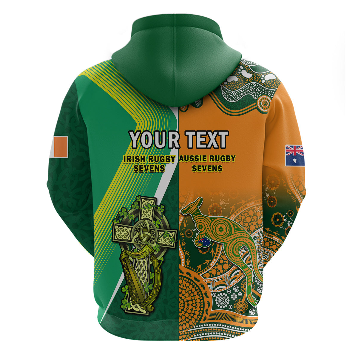 Custom Ireland and Australia Rugby Sevens Irish Sevens Mix Aussie Sevens Hoodie LT14