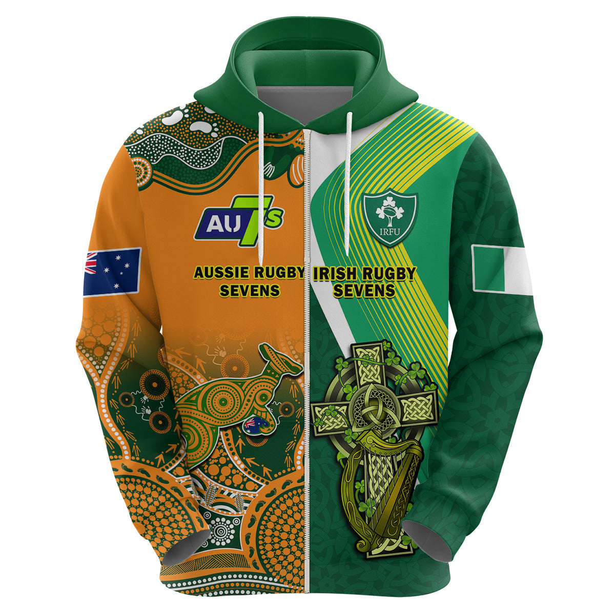 Custom Ireland and Australia Rugby Sevens Irish Sevens Mix Aussie Sevens Hoodie LT14
