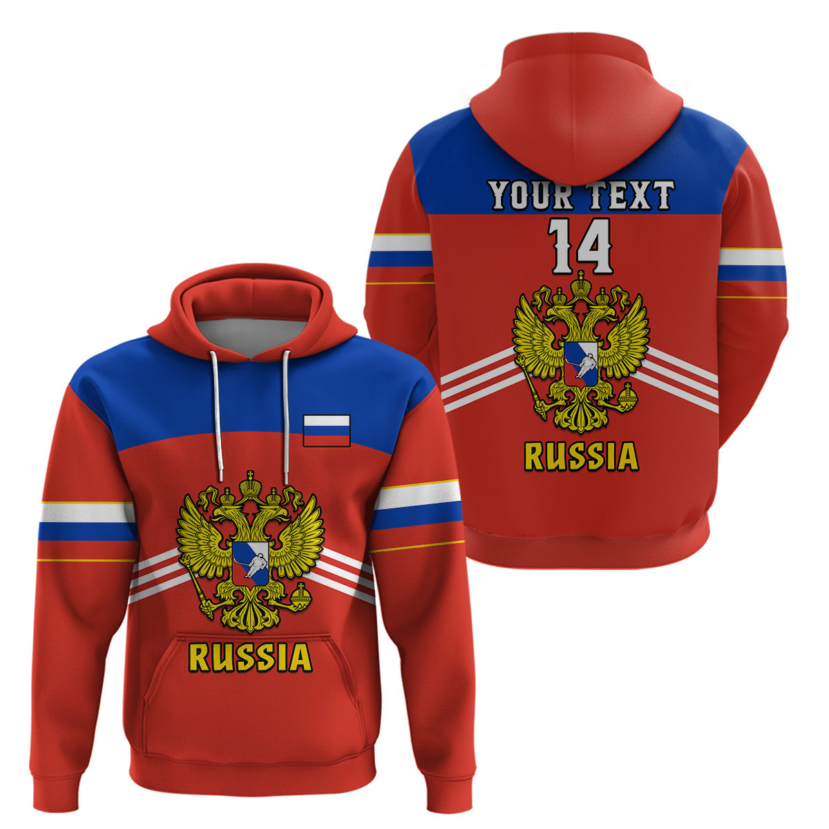 Custom Russia Hockey 2023 Red Sporty Style Hoodie LT14