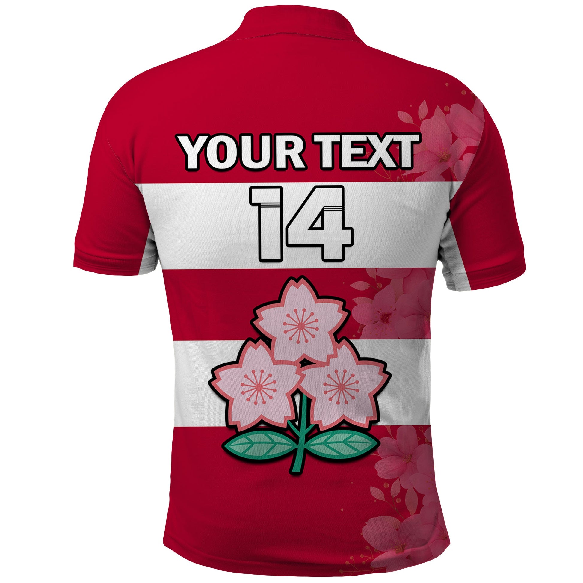 (Custom Text And Number) Japan Rugby 7s Japanese Cherry Blossom Polo Shirt LT14