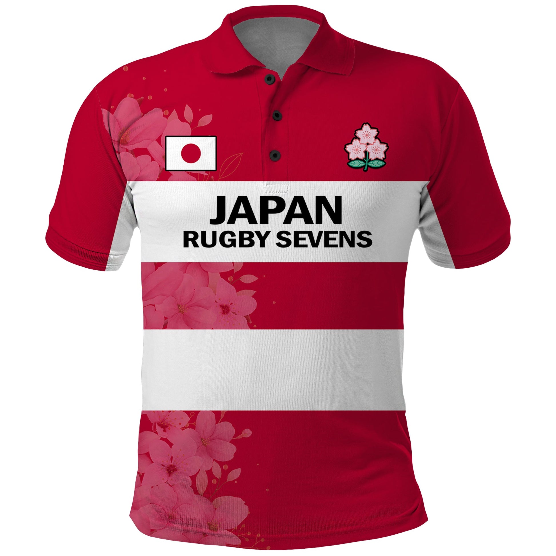 (Custom Text And Number) Japan Rugby 7s Japanese Cherry Blossom Polo Shirt LT14