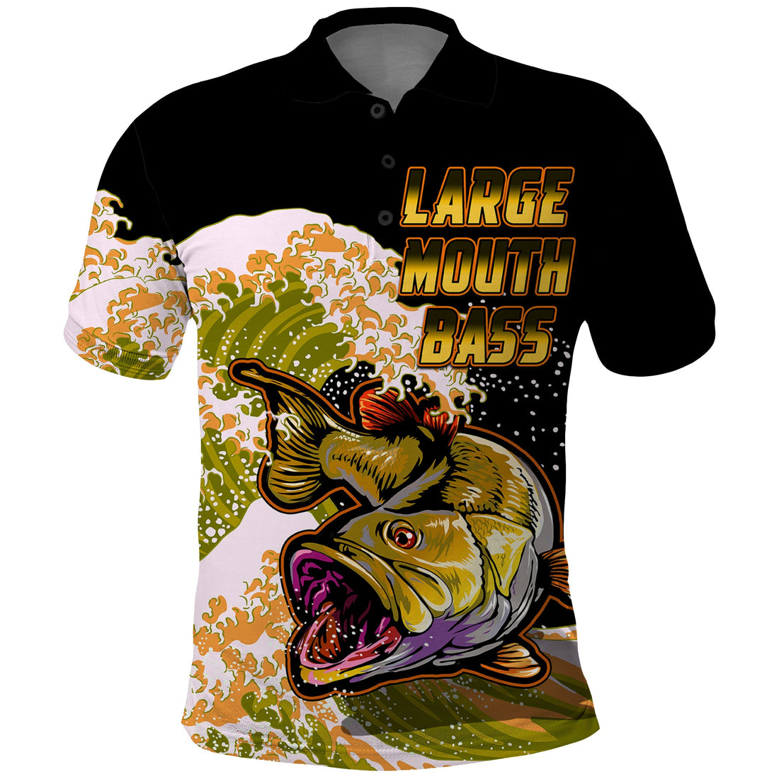 Largemouth Bass Fishing Polo Shirt Yellow LT9