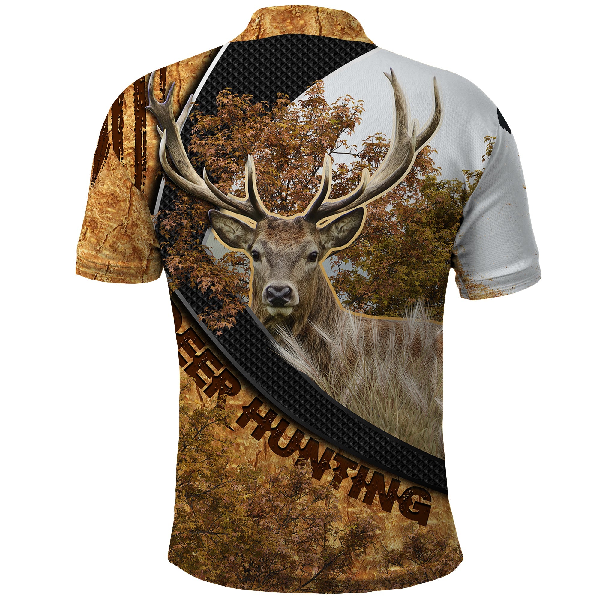 Deer Hunting Autumn Forest Abstract Pattern Polo Shirt TS04