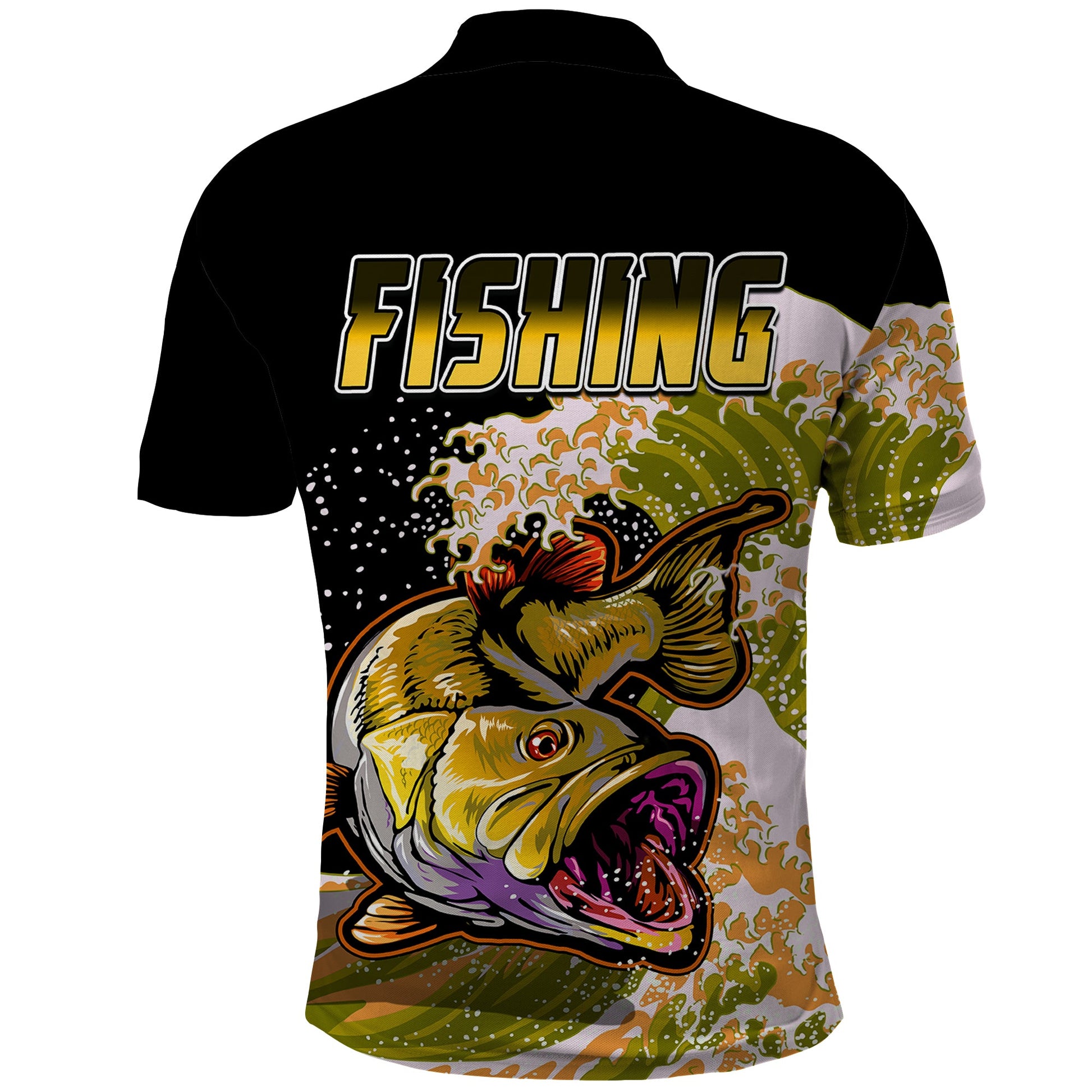 Largemouth Bass Fishing Polo Shirt Yellow LT9