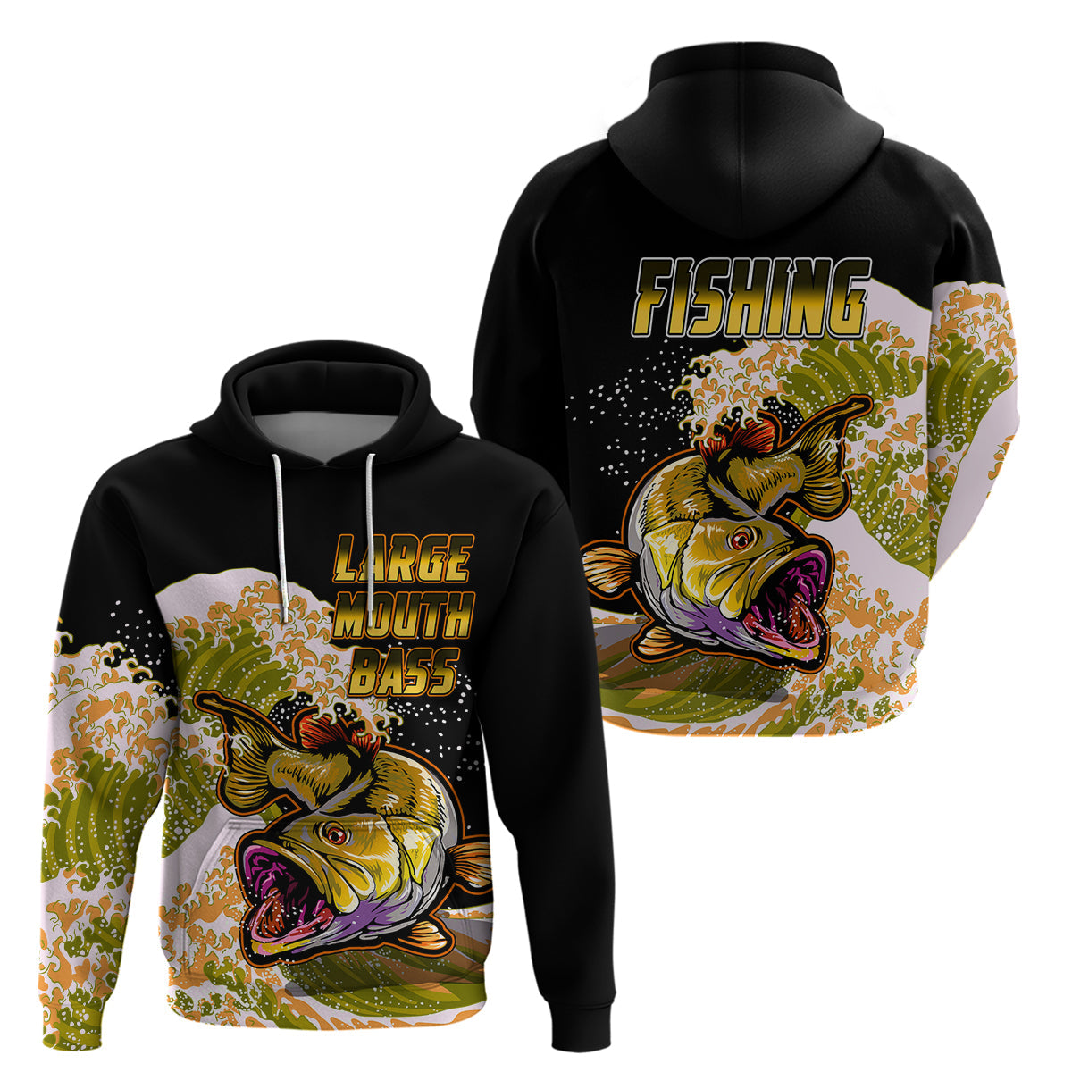 Largemouth Bass Fishing Yellow Hoodie LT9
