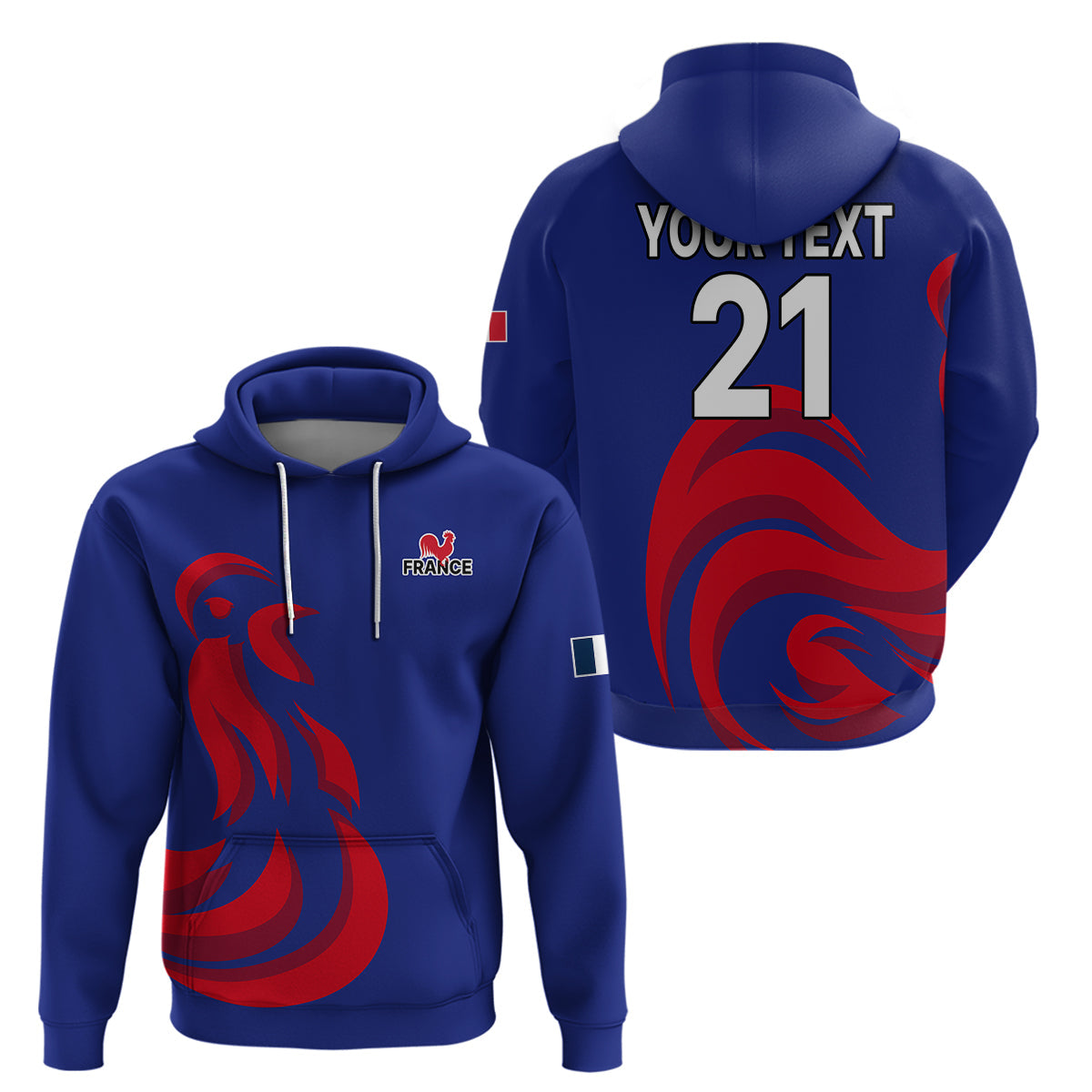 Custom France Rugby 7s Hoodie 2023 Les Bleus Roosters LT9