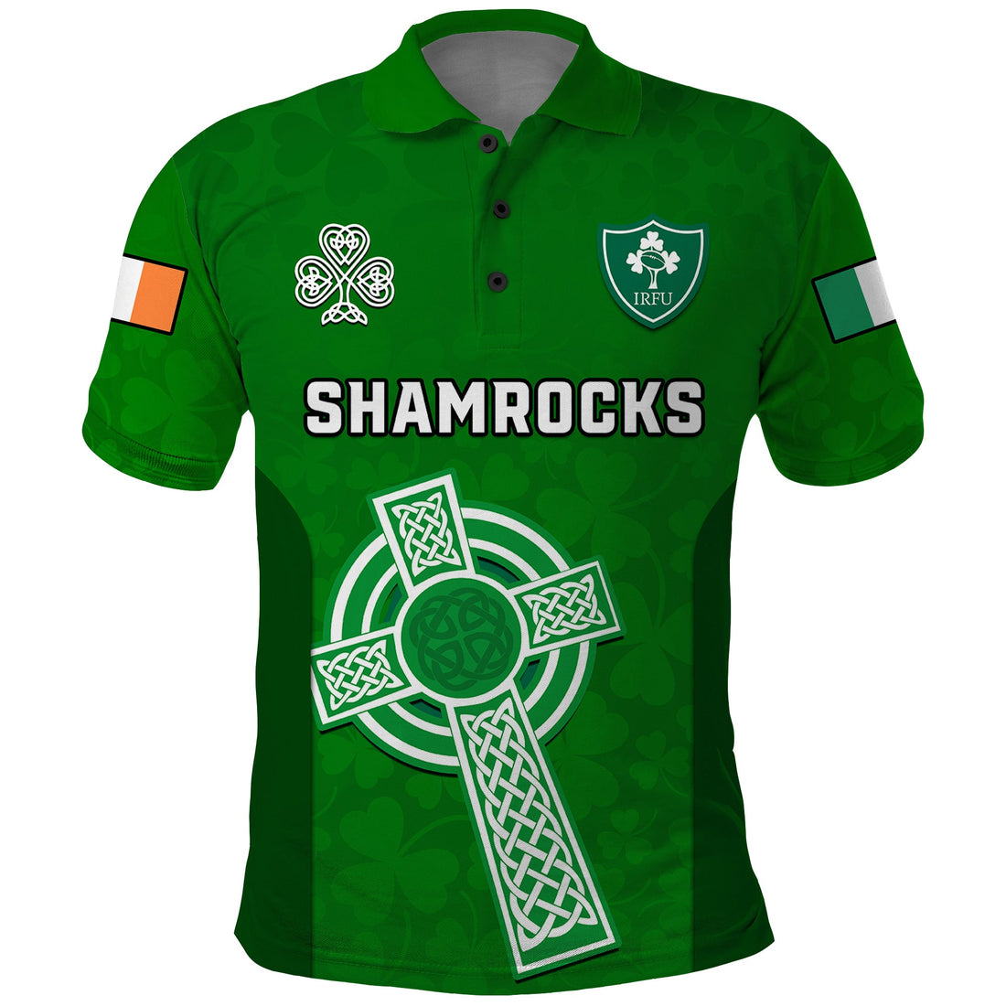 (Custom Text And Number) Ireland Rugby Go Shamrocks Polo Shirt LT14
