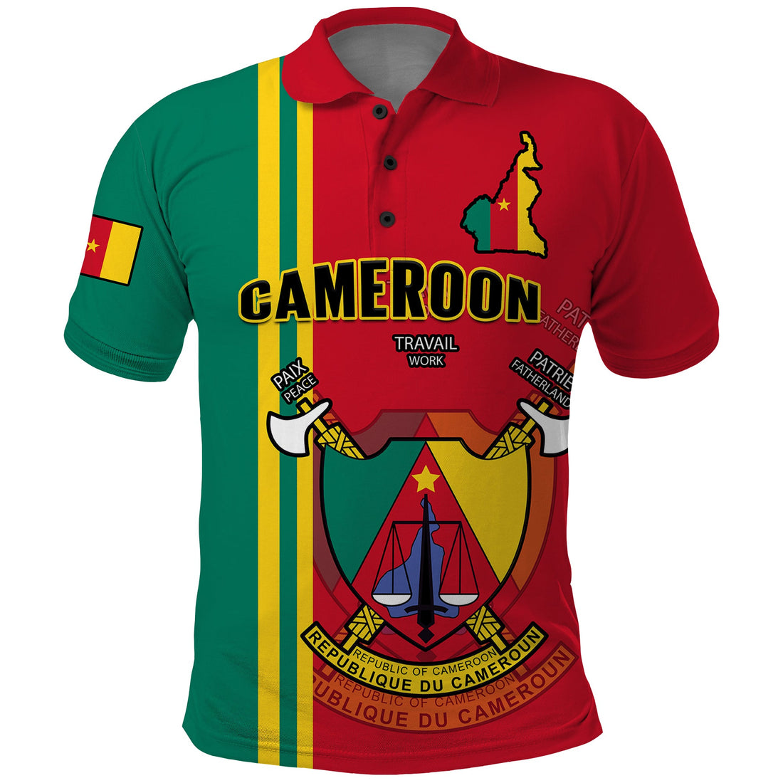 Cameroon Happy Unity Day Cameroun Polo Shirt Coat Of Arms LT14
