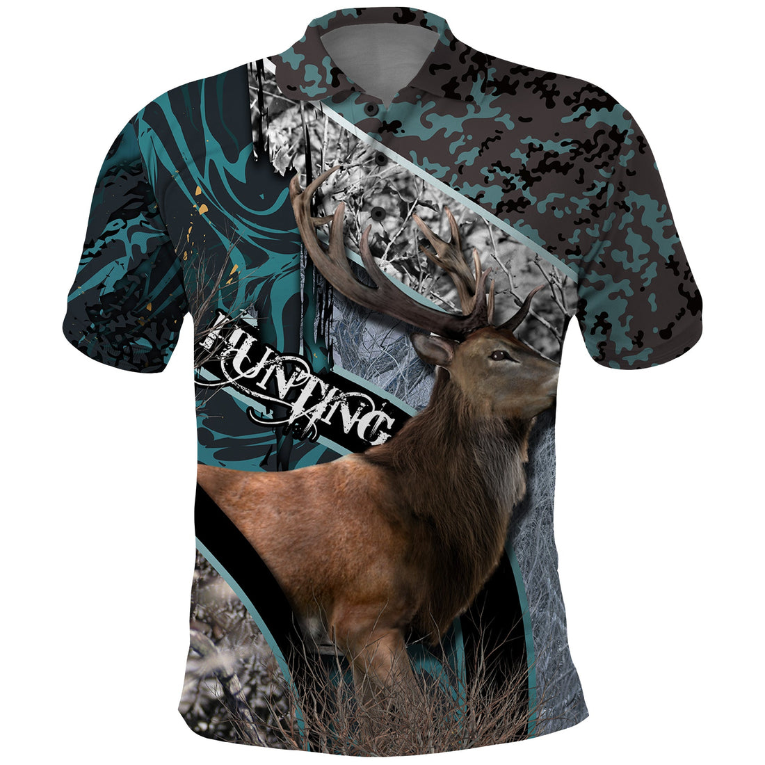 Deer Hunting Abstract Pattern Polo Shirt TS04