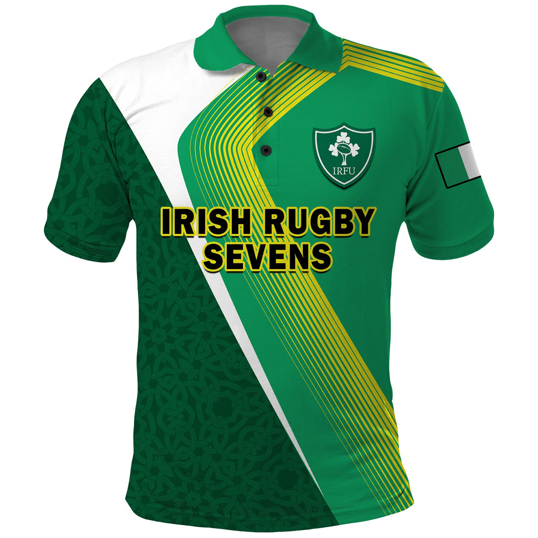 (Custom Text And Number) Ireland Rugby 7s Celtic Cross Shamrock Polo Shirt LT14